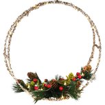 Dekoratief | Deco boog m/dennenappels, champagne/groen, LED, 30x10x30cm | A235177 Dekoratief | Deco boog m/dennenappels, champagne/groen, LED, 30x10x30cm | A235177