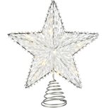 Dekoratief | Kerstboompiek ster, wit/zilver, rotan, LED, 25x5x25cm | A235180 Dekoratief | Kerstboompiek ster, wit/zilver, rotan, LED, 25x5x25cm | A235180
