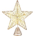 Dekoratief | Kerstboompiek ster, goud/glitters, rotan, LED, 25x25x6cm | A235183 Dekoratief | Kerstboompiek ster, goud/glitters, rotan, LED, 25x25x6cm | A235183