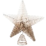 Dekoratief | Kerstboompiek ster, wit/goud/glitter, pvc/metaal, 20x5x23cm | A235195 Dekoratief | Kerstboompiek ster, wit/goud/glitter, pvc/metaal, 20x5x23cm | A235195