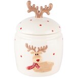 Dekoratief | Bewaarpot m/rendier, wit, keramiek, 12x12x17cm | A235203 Dekoratief | Bewaarpot m/rendier, wit, keramiek, 12x12x17cm | A235203