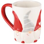 Dekoratief | Mok m/gnoompjes, wit/rood, keramiek, 14x9x11cm | A235205 Dekoratief | Mok m/gnoompjes, wit/rood, keramiek, 14x9x11cm | A235205