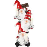 Dekoratief | Stapel santagnomen m/kaarsjes, wit/rood, resina, LED, 16x14x34cm | A235226 Dekoratief | Stapel santagnomen m/kaarsjes, wit/rood, resina, LED, 16x14x34cm | A235226