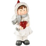 Dekoratief | Winterjongen m/hartje, wit/rood, resina, 13x12x24cm | A235230 Dekoratief | Winterjongen m/hartje, wit/rood, resina, 13x12x24cm | A235230