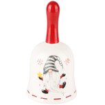 Dekoratief | Bel m/gnoompje, dolomiet, wit/rood, 7x7x14cm | A235240 Dekoratief | Bel m/gnoompje, dolomiet, wit/rood, 7x7x14cm | A235240