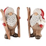 Dekoratief | Santagnoom m/ski's, beige/rood, resina, 10x8x16cm, set van 2 stuks | A235257 Dekoratief | Santagnoom m/ski's, beige/rood, resina, 10x8x16cm, set van 2 stuks | A235257