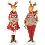 Dekoratief | Rendier staand m/hart/ster, bruin/rood, resina, 6x4x19cm, set van 2 stuks | A235260 Dekoratief | Rendier staand m/hart/ster, bruin/rood, resina, 6x4x19cm, set van 2 stuks | A235260