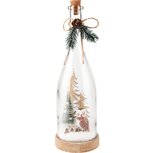 Dekoratief | Globe fles m/uil, glas/hout, LED, 9x9x31cm | A235305 Dekoratief | Globe fles m/uil, glas/hout, LED, 9x9x31cm | A235305