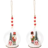 Dekoratief | Hanger globe m/notenkraker, glas/hout, 8x8x24cm, set van 2 stuks | A235318 Dekoratief | Hanger globe m/notenkraker, glas/hout, 8x8x24cm, set van 2 stuks | A235318