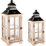 Dekoratief | Set 2 lantaarns m/hartjes, naturel/bruin, hout/metaal/glas, 23x23x59cm | A235348 Dekoratief | Set 2 lantaarns m/hartjes, naturel/bruin, hout/metaal/glas, 23x23x59cm | A235348