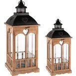 Dekoratief | Set 2 lantaarns, naturel/zwart, hout/metaal/glas, 24x24x61cm | A235359 Dekoratief | Set 2 lantaarns, naturel/zwart, hout/metaal/glas, 24x24x61cm | A235359