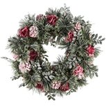 Dekoratief | Krans m/rozen/dennenappels, roze/groen, naturel, 35x35x8cm | A235403 Dekoratief | Krans m/rozen/dennenappels, roze/groen, naturel, 35x35x8cm | A235403