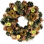 Dekoratief | Krans m/appels/kerstballen, groen/goud, naturel, 35x35x8cm | A235404 Dekoratief | Krans m/appels/kerstballen, groen/goud, naturel, 35x35x8cm | A235404