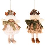 Dekoratief | Hanger engelpopje, roze/beige, stof, 14x10x22cm, set van 2 stuks | A235410 Dekoratief | Hanger engelpopje, roze/beige, stof, 14x10x22cm, set van 2 stuks | A235410