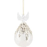Dekoratief | Hanger engeltje, transparant/zilver, glas, 9x9x15cm | A235424 Dekoratief | Hanger engeltje, transparant/zilver, glas, 9x9x15cm | A235424