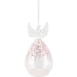 Dekoratief | Hanger engeltje, transparant/roze, glas, 7x7x13cm | A235425 Dekoratief | Hanger engeltje, transparant/roze, glas, 7x7x13cm | A235425
