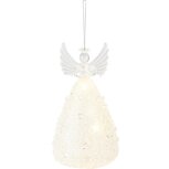 Dekoratief | Hanger engeltje, transparant, glas, LED, 7x7x13cm | A235427