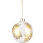 Dekoratief | Hanger bal, goud/transparant, glas, 8x8x8cm | A235443 Dekoratief | Hanger bal, goud/transparant, glas, 8x8x8cm | A235443