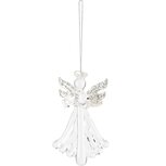 Dekoratief | Hanger engeltje, transparant/zilver, glas, 5x3x8cm | A235446 Dekoratief | Hanger engeltje, transparant/zilver, glas, 5x3x8cm | A235446