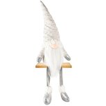 Dekoratief | Pop gnoom m/hangbenen, wit/zilver, textiel, 16x11x54cm | A235482 Dekoratief | Pop gnoom m/hangbenen, wit/zilver, textiel, 16x11x54cm | A235482