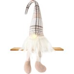 Dekoratief | Pop gnoom m/hangbenen, beige/wit, textiel, 10x10x47cm | A235496 Dekoratief | Pop gnoom m/hangbenen, beige/wit, textiel, 10x10x47cm | A235496