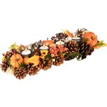 Dekoratief | Tafelstuk lang m/pompoen/dennenappels, oranje/naturel, 46x16x9cm | A235503 Dekoratief | Tafelstuk lang m/pompoen/dennenappels, oranje/naturel, 46x16x9cm | A235503