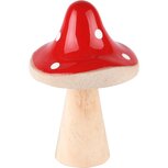 Dekoratief | Paddenstoel m/stippen, rood/wit/naturel, porselein/hout, 13x12x19cm | A235540 Dekoratief | Paddenstoel m/stippen, rood/wit/naturel, porselein/hout, 13x12x19cm | A235540