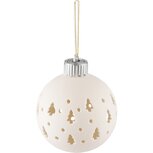 Dekoratief | Hanger bal m/kerstboompjes, wit, porselein, LED, 8x8x10cm | A235552 Dekoratief | Hanger bal m/kerstboompjes, wit, porselein, LED, 8x8x10cm | A235552