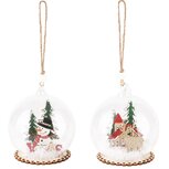 Dekoratief | Hanger bal m/sneeuwman/rendier, naturel, glas, 7x7x9cm, set van 2 stuks | A235557 Dekoratief | Hanger bal m/sneeuwman/rendier, naturel, glas, 7x7x9cm, set van 2 stuks | A235557