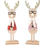 Dekoratief | Deco Rudolf m/bril, naturel, hout, LED, 12x6x39cm, set van 2 stuks | A235558 Dekoratief | Deco Rudolf m/bril, naturel, hout, LED, 12x6x39cm, set van 2 stuks | A235558