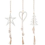 Dekoratief | Hanger boom/ster/hart, naturel/wit, hout, 14x16x60cm, set van 3 stuks | A235568 Dekoratief | Hanger boom/ster/hart, naturel/wit, hout, 14x16x60cm, set van 3 stuks | A235568
