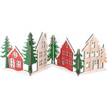 Dekoratief | Deco huizenrij m/bomen, naturel/rood/groen, hout, 63x1x20cm | A235571 Dekoratief | Deco huizenrij m/bomen, naturel/rood/groen, hout, 63x1x20cm | A235571