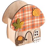 Dekoratief | Bakje paddenstoelhuisje m/egel, naturel, hout, 15x9x16cm | A235572 Dekoratief | Bakje paddenstoelhuisje m/egel, naturel, hout, 15x9x16cm | A235572