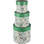 Dekoratief | Set 3 tondozen 'Christmas Berry', groen/wit, 23x23x20cm | A235581 Dekoratief | Set 3 tondozen 'Christmas Berry', groen/wit, 23x23x20cm | A235581