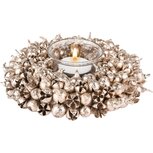 Dekoratief | Tafelstukje rond, champagne, naturel, 17x17x5cm | A235622 Dekoratief | Tafelstukje rond, champagne, naturel, 17x17x5cm | A235622