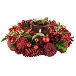 Dekoratief | Tafelstukje rond m/kerstrozen, rood/groen, 25x25x9cm | A235626 Dekoratief | Tafelstukje rond m/kerstrozen, rood/groen, 25x25x9cm | A235626