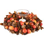 Dekoratief | Tafelstukje rond m/eikels/bessen, oranje/naturel, 22x22x9cm | A235636 Dekoratief | Tafelstukje rond m/eikels/bessen, oranje/naturel, 22x22x9cm | A235636