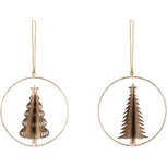 Dekoratief | Hanger ring m/boompje, goud, metaal, 11x11x1cm, set van 2 stuks | A235641 Dekoratief | Hanger ring m/boompje, goud, metaal, 11x11x1cm, set van 2 stuks | A235641