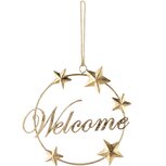Dekoratief | Hanger ring 'Welcome', goud, metaal, 17x1x17cm | A235647 Dekoratief | Hanger ring 'Welcome', goud, metaal, 17x1x17cm | A235647