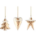Dekoratief | Hanger hart/boom/ster, goud, metaal, 12x1x9cm, set van 3 stuks | A235649 Dekoratief | Hanger hart/boom/ster, goud, metaal, 12x1x9cm, set van 3 stuks | A235649