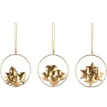 Dekoratief | Hanger m/harten/boompjes/sterren, goud, metaal, 10x1x10cm, set van 3 stuks | A235650 Dekoratief | Hanger m/harten/boompjes/sterren, goud, metaal, 10x1x10cm, set van 3 stuks | A235650