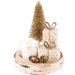 Dekoratief | Theelichthouder m/boompje/cadeautjes, goud/naturel, hout/glas, 13x13x16cm | A235651 Dekoratief | Theelichthouder m/boompje/cadeautjes, goud/naturel, hout/glas, 13x13x16cm | A235651