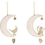 Dekoratief | Hanger maan m/engel/vogel, goud, metaal, 14x11x1cm, set van 2 stuks | A235658 Dekoratief | Hanger maan m/engel/vogel, goud, metaal, 14x11x1cm, set van 2 stuks | A235658