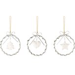 Dekoratief | Hanger ring m/boompje/hart/ster, zilver, metaal, 13x11x1cm, set van 3 stuks | A235659 Dekoratief | Hanger ring m/boompje/hart/ster, zilver, metaal, 13x11x1cm, set van 3 stuks | A235659