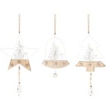 Dekoratief | Hanger hart/bel/ster m/rendieren, wit, metaal, 30x14x6cm, set van 3 stuks | A235667 Dekoratief | Hanger hart/bel/ster m/rendieren, wit, metaal, 30x14x6cm, set van 3 stuks | A235667
