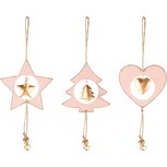 Dekoratief | Hanger boom/hart/ster, roze/goud, metaal, 29x10x1cm, set van 3 stuks | A235671 Dekoratief | Hanger boom/hart/ster, roze/goud, metaal, 29x10x1cm, set van 3 stuks | A235671