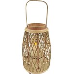 Dekoratief | Lantaarn gelijnd m/oor, naturel, wilg/glas, 26x26x42cm | A235691 Dekoratief | Lantaarn gelijnd m/oor, naturel, wilg/glas, 26x26x42cm | A235691