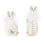 Dekoratief | Rendier m/boompje/hartje, wit/goud, resina, 6x5x12cm, set van 2 stuks | A235700 Dekoratief | Rendier m/boompje/hartje, wit/goud, resina, 6x5x12cm, set van 2 stuks | A235700