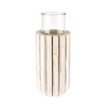 Dekoratief | Windlicht naturel, hout/glas, 17x17x41cm | A235727 Dekoratief | Windlicht naturel, hout/glas, 17x17x41cm | A235727