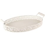 Dekoratief | Dienblad ovaal, wit, metaal, 44x26x9cm | A235749 Dekoratief | Dienblad ovaal, wit, metaal, 44x26x9cm | A235749